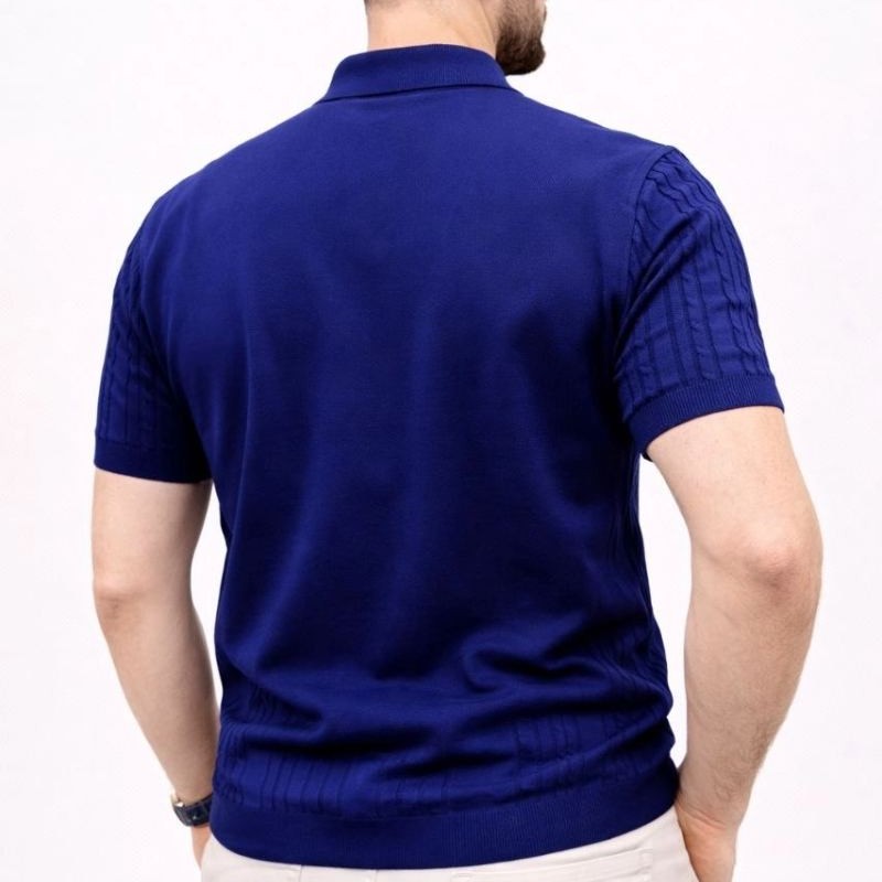 Erkek Yazlık Triko Tişört Kısa Kol Polo Yaka Düğmeli T-Shirt - Lacivert Erkek Yazlık Triko Tişört Kısa Kol Polo Yaka Düğmeli T-Shirt - Lacivert