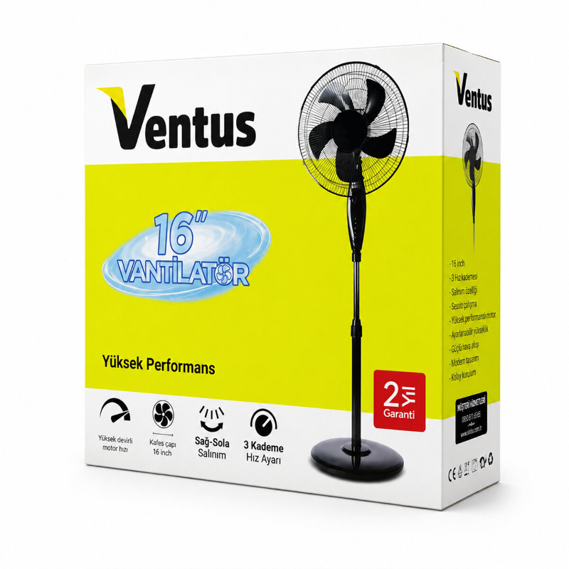 Ev Tipi Ayaklı Vantilatör - 16 İnç 5 Pervaneli - 45W Performans Ev Tipi Ayaklı Vantilatör - 16 İnç 5 Pervaneli - 45W Performans