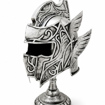 Fantastik Tasarımlı Miğfer Biblosu - Metal - 53x20 cm Dekoratif Obje 