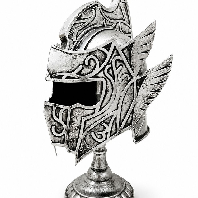 Fantastik Tasarımlı Miğfer Biblosu - Metal - 53x20 cm Dekoratif Obje 