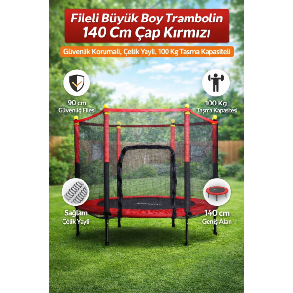 Fileli 140 cm Büyük Boy Trambolin Fileli 140 cm Büyük Boy Trambolin