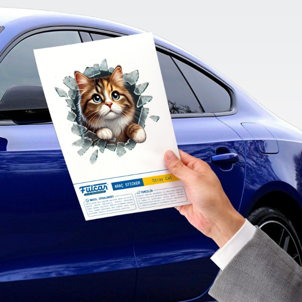 Fulcar Kedi Tasarımlı Araç Stickerı Fulcar Kedi Tasarımlı Araç Stickerı