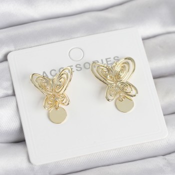 Füsun Küpesi Model Gold Renk Kelebek Model Pirinç Kadın Küpe
