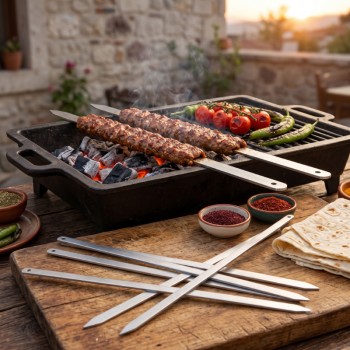 Geniş Yassı Metal Adana Kebap Şişi - 50 cm Geniş Yassı Metal Adana Kebap Şişi - 50 cm