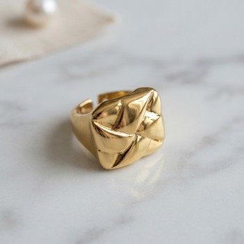 Geometrik Origami Tasarımlı Ayarlanabilir Gold Renk Yüzük