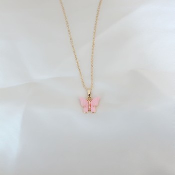 Gold Kaplama Pembe Sedefli Kelebek Kolye Gold Kaplama Pembe Sedefli Kelebek Kolye