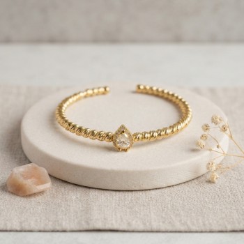 Gold Renk Dorika Model Damla Zirkon Taşlı Kadın Bileklik
