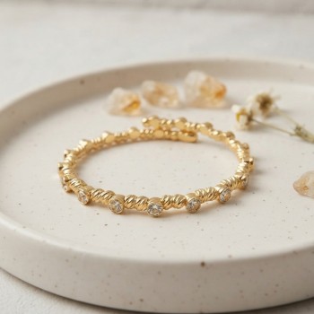 Gold Renk Dorika Model Sıralı Zirkon Taşlı Kadın Bileklik