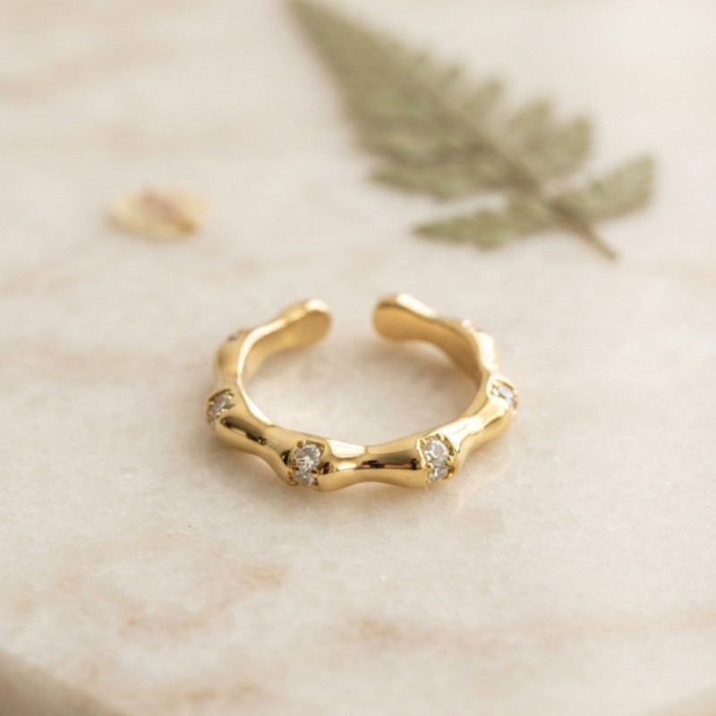 Gold Renk Kemik Model Zirkon Taşlı Kadın Yüzük Gold Renk Kemik Model Zirkon Taşlı Kadın Yüzük
