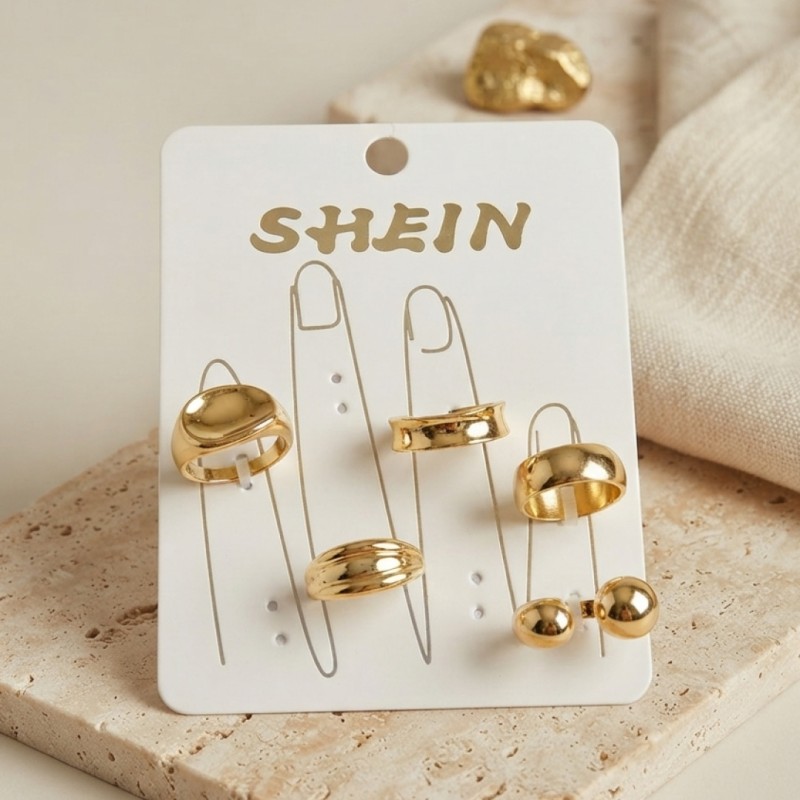 Gold Renk Pirinç Bohem Yüzük Kombini BYK4268