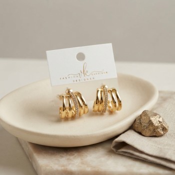 Gold Renk Pirinç Kafes Model Halka Küpe