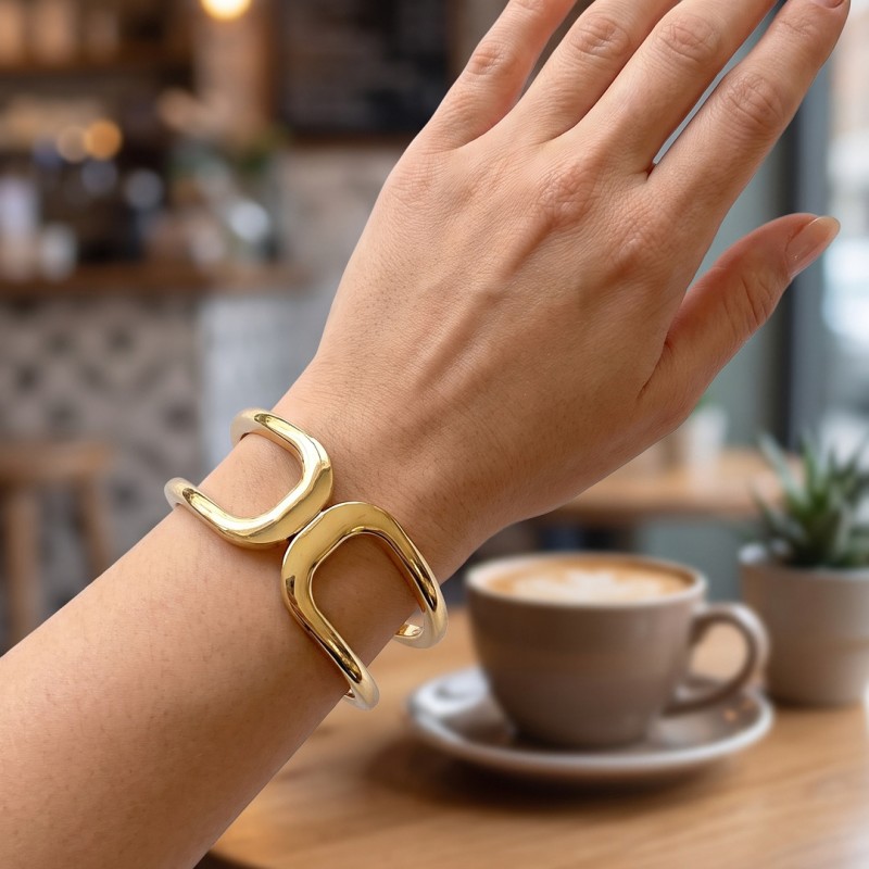 Gold Renk Pirinç Manşet Model Vintage Kelepçe Bilezik Gold Renk Pirinç Manşet Model Vintage Kelepçe Bilezik