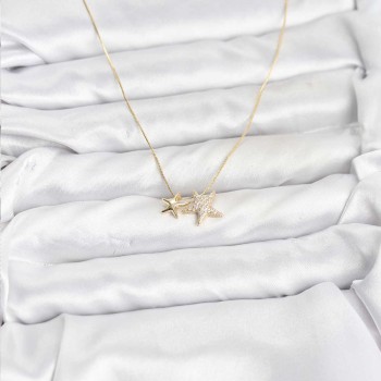 Gold Renk Pirinç Minimal Yıldız Model Kadın Kolye Gold Renk Pirinç Minimal Yıldız Model Kadın Kolye
