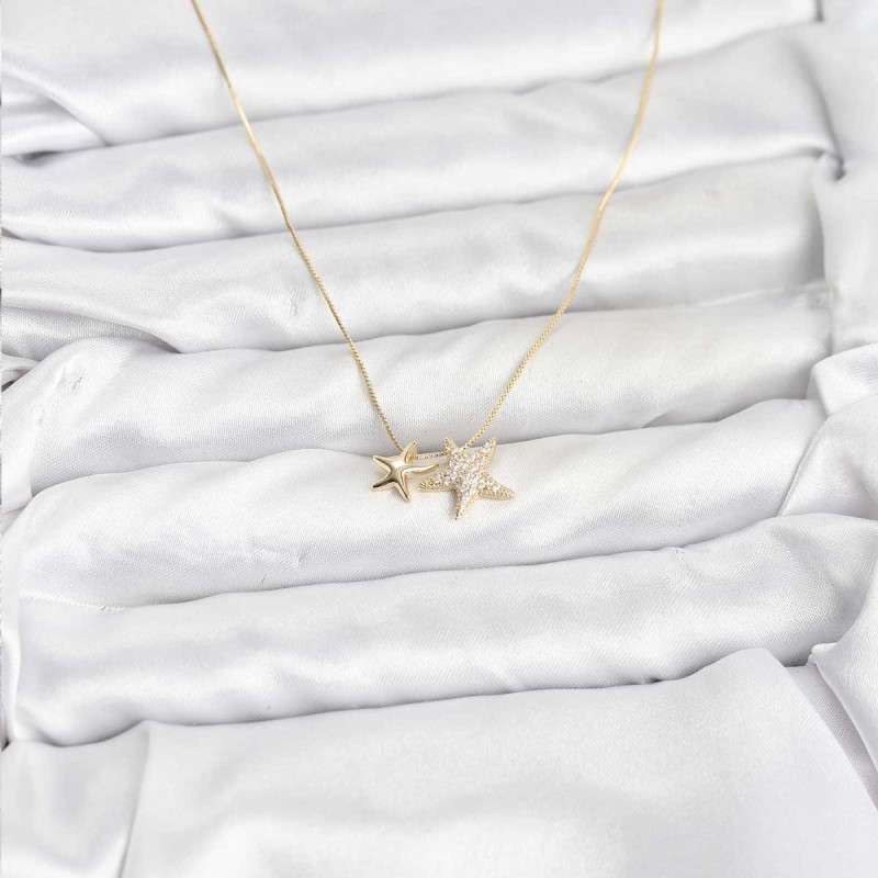 Gold Renk Pirinç Minimal Yıldız Model Kadın Kolye Gold Renk Pirinç Minimal Yıldız Model Kadın Kolye