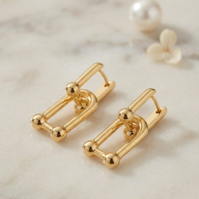 Gold Renk Pirinç Tifani Model Kadın Küpe Gold Renk Pirinç Tifani Model Kadın Küpe