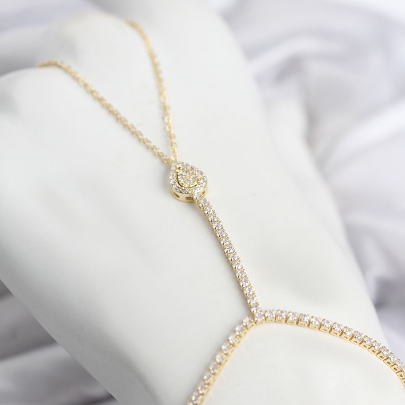 Gold Renk Pirinç Zirkon Taşlı Damla Model Şahmeran Gold Renk Pirinç Zirkon Taşlı Damla Model Şahmeran