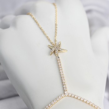 Gold Renk Pirinç Zirkon Taşlı Deniz Yıldızı Model Şahmeran Gold Renk Pirinç Zirkon Taşlı Deniz Yıldızı Model Şahmeran