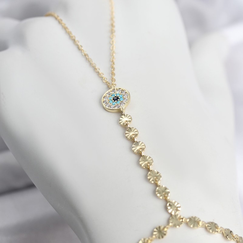 Gold Renk Pirinç Zirkon Taşlı Nazar Model Şahmeran Gold Renk Pirinç Zirkon Taşlı Nazar Model Şahmeran