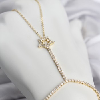 Gold Renk Pirinç Zirkon Taşlı Yıldız Model Şahmeran Gold Renk Pirinç Zirkon Taşlı Yıldız Model Şahmeran