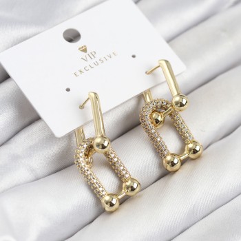 Gold Renk VIP Seri Tifani Zirkon Taşlı Kadın Küpe Gold Renk VIP Seri Tifani Zirkon Taşlı Kadın Küpe