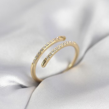 Gold Renk Yılan Kuyruk Model Zirkon Taşlı Kadın Yüzük Gold Renk Yılan Kuyruk Model Zirkon Taşlı Kadın Yüzük