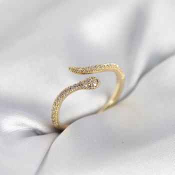Gold Renk Yılan Model Zirkon Taşlı Kadın Yüzük Gold Renk Yılan Model Zirkon Taşlı Kadın Yüzük
