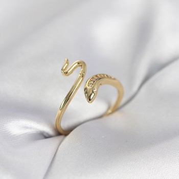 Gold Renk Yılan Model Zirkon Taşlı Kadın Yüzük Gold Renk Yılan Model Zirkon Taşlı Kadın Yüzük