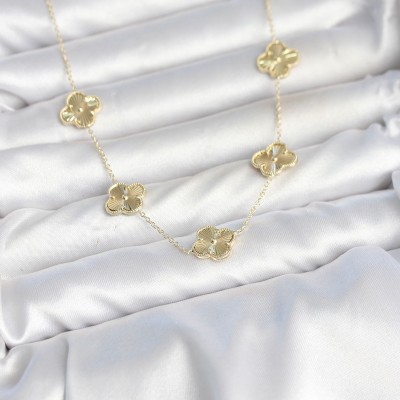 Gold Renk Yonca Model VIP Seri Kadın Kolye