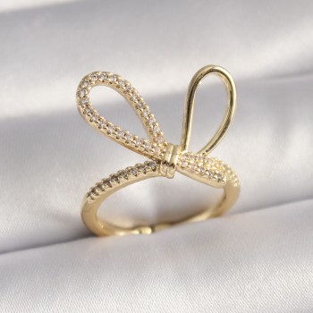 Gold Renk Zirkon Taşlı Düğüm Model Kadın Yüzük Gold Renk Zirkon Taşlı Düğüm Model Kadın Yüzük