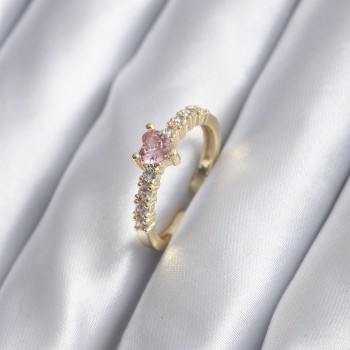 Gold Renk Zirkon Taşlı Pembe Kristal Kalp Model Kadın Yüzük Gold Renk Zirkon Taşlı Pembe Kristal Kalp Model Kadın Yüzük