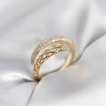 Gold Renk Zirkon Taşlı Sarmal Kadın Yüzük Gold Renk Zirkon Taşlı Sarmal Kadın Yüzük