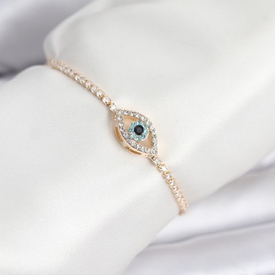 Göz Model Zirkon Taşlı Gold Renk Asansörlü Su Yolu Bileklik Göz Model Zirkon Taşlı Gold Renk Asansörlü Su Yolu Bileklik