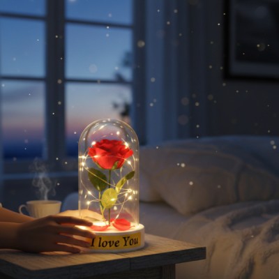 Gül Yapraklı Ledli Gül Fanus Gül Yapraklı Ledli Gül Fanus