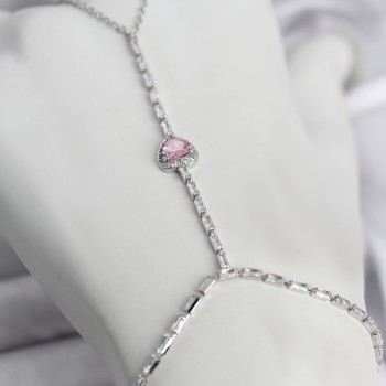 Gümüş Renk Pirinç Zirkon Taşlı Pembe Kalp Model Şahmeran Gümüş Renk Pirinç Zirkon Taşlı Pembe Kalp Model Şahmeran