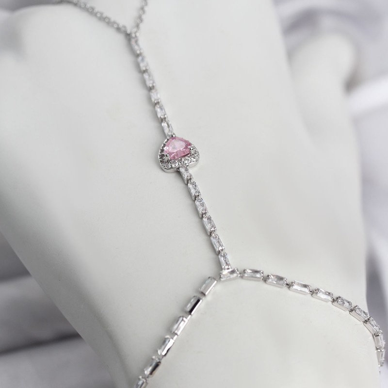 Gümüş Renk Pirinç Zirkon Taşlı Pembe Kalp Model Şahmeran Gümüş Renk Pirinç Zirkon Taşlı Pembe Kalp Model Şahmeran