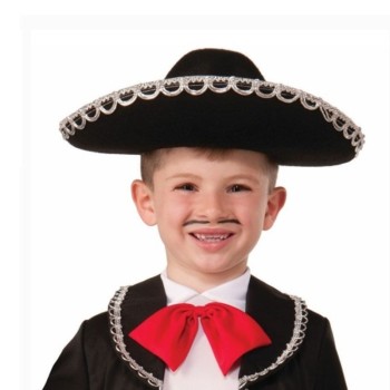 Gümüş Renk Şeritli Mariachi Latin Şapkası - Çocuk Boy Gümüş Renk Şeritli Mariachi Latin Şapkası - Çocuk Boy