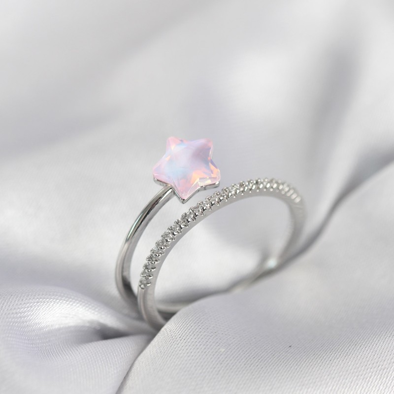 Gümüş Renk Zirkon Taşlı Pembe Halley Model Kadın Yüzük Gümüş Renk Zirkon Taşlı Pembe Halley Model Kadın Yüzük