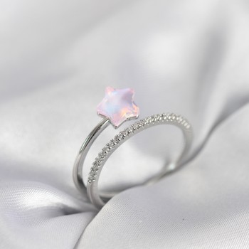 Gümüş Renk Zirkon Taşlı Pembe Halley Model Kadın Yüzük Gümüş Renk Zirkon Taşlı Pembe Halley Model Kadın Yüzük