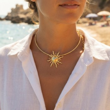 Güneş Model Gold Renk Choker Kadın Kolye Güneş Model Gold Renk Choker Kadın Kolye