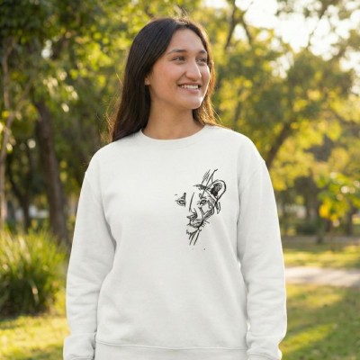 Günü Özel Bisiklet Yaka Baskılı Oversize Sweatshirt - Beyaz Günü Özel Bisiklet Yaka Baskılı Oversize Sweatshirt - Beyaz