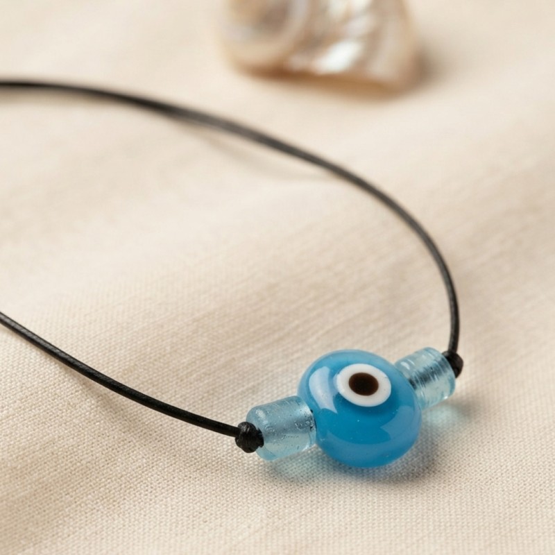 Handmade Bohem Açık Mavi Nazar Kolye