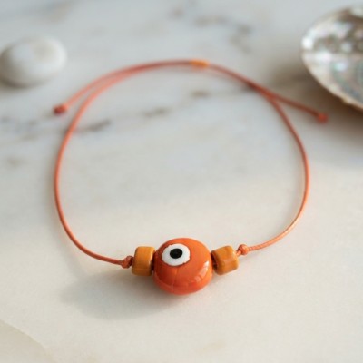 Handmade Bohem Turuncu Nazar Kolye