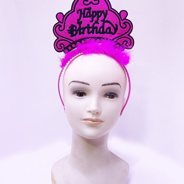 Happy Birthday Neon Fuşya Taç