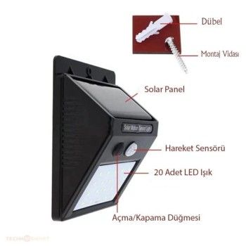 Hareket Sensörlü Solar Dış Mekan Lambası Hareket Sensörlü Solar Dış Mekan Lambası