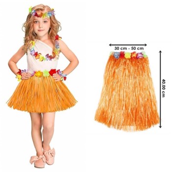 Hawaii Hula Eteği Turuncu Renk 40 cm Hawaii Hula Eteği Turuncu Renk 40 cm