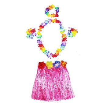 Hawaii Kolye Etek Taç ve Bileklik Seti Pembe Hawaii Kolye Etek Taç ve Bileklik Seti Pembe