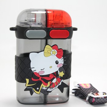 Hello Kitty Figürlü Çift Bölmeli Pipetli Suluk Hello Kitty Figürlü Çift Bölmeli Pipetli Suluk