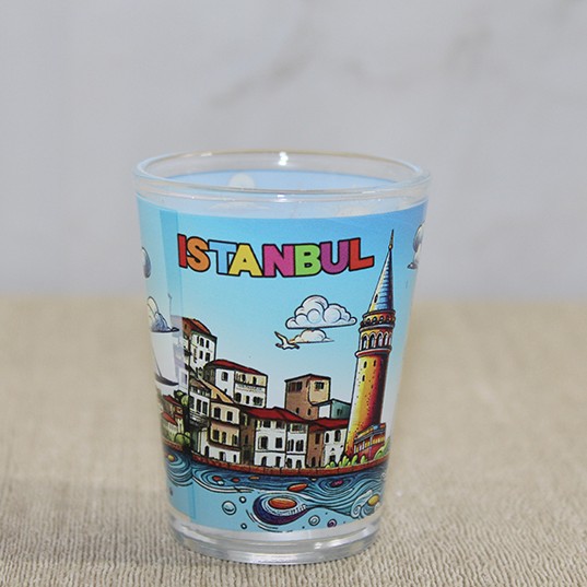 İstanbul Temalı Cam Shot Bardak - Model 3 İstanbul Temalı Cam Shot Bardak - Model 3