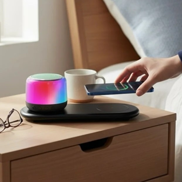 Kablosuz Şarj Standlı Bluetooth Hoparlör Kablosuz Şarj Standlı Bluetooth Hoparlör