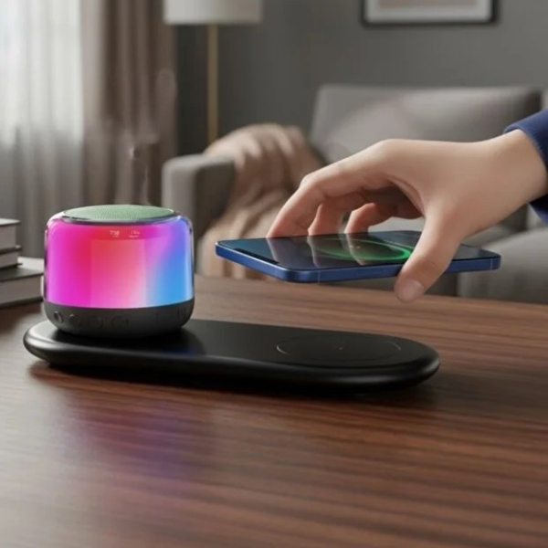 Kablosuz Şarj Standlı Bluetooth Hoparlör Kablosuz Şarj Standlı Bluetooth Hoparlör